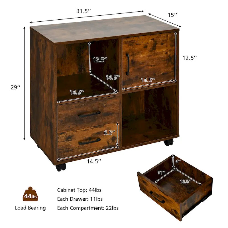 Meuble de rangement mobile latéral pour imprimante avec étagères de rangement