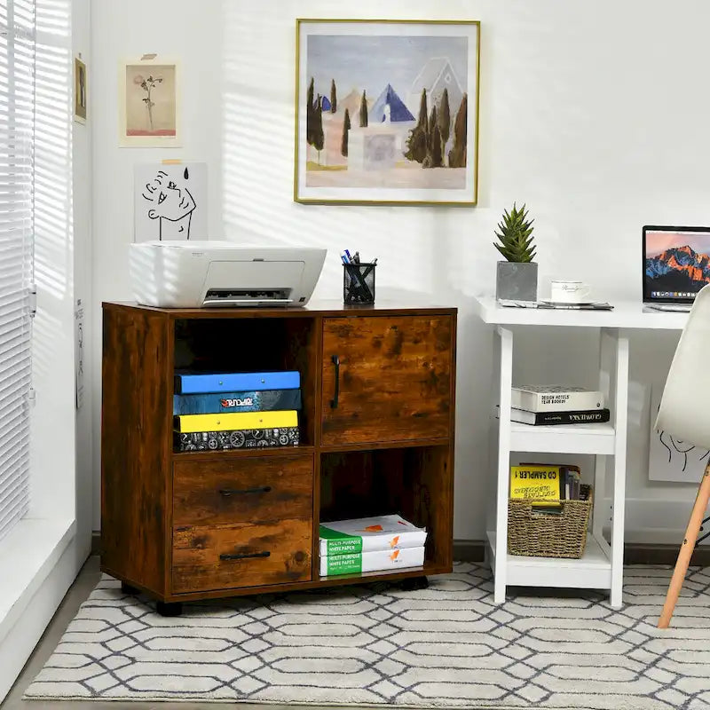 Meuble de rangement mobile latéral pour imprimante avec étagères de rangement