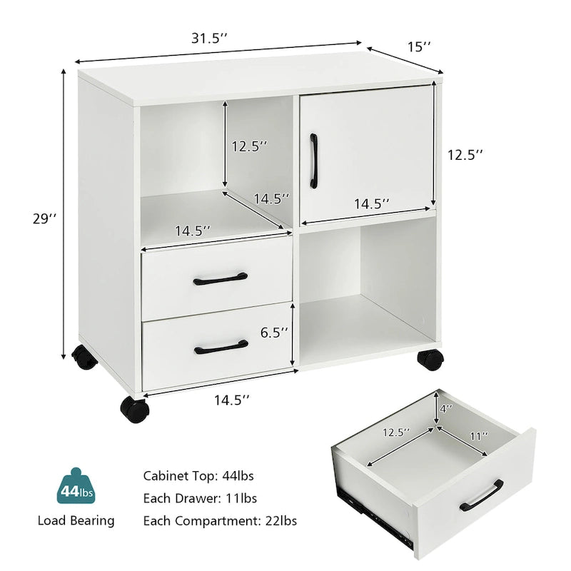 Meuble de rangement mobile latéral pour imprimante avec étagères de rangement