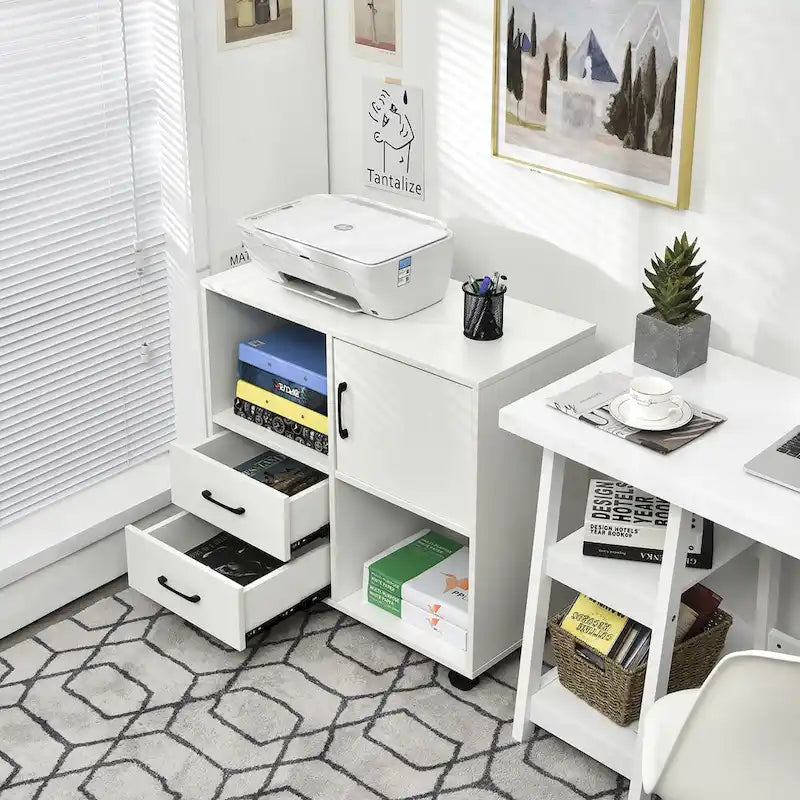 Meuble de rangement mobile latéral pour imprimante avec étagères de rangement