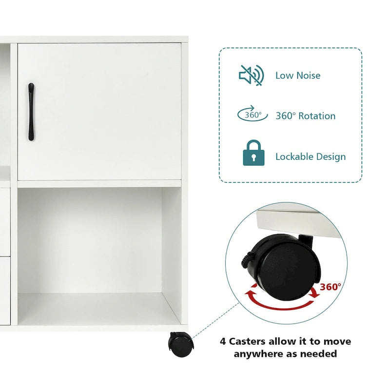 Meuble de rangement mobile latéral pour imprimante avec étagères de rangement
