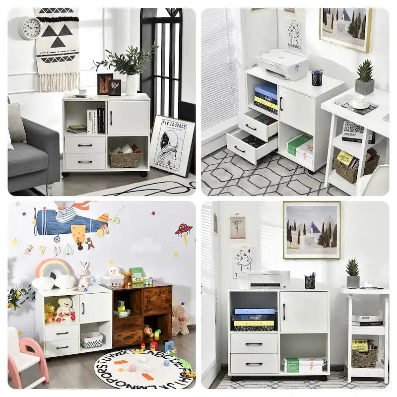 Meuble de rangement mobile latéral pour imprimante avec étagères de rangement