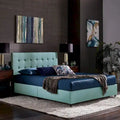 Myla Linen Tufted Queen Platform Bed by 