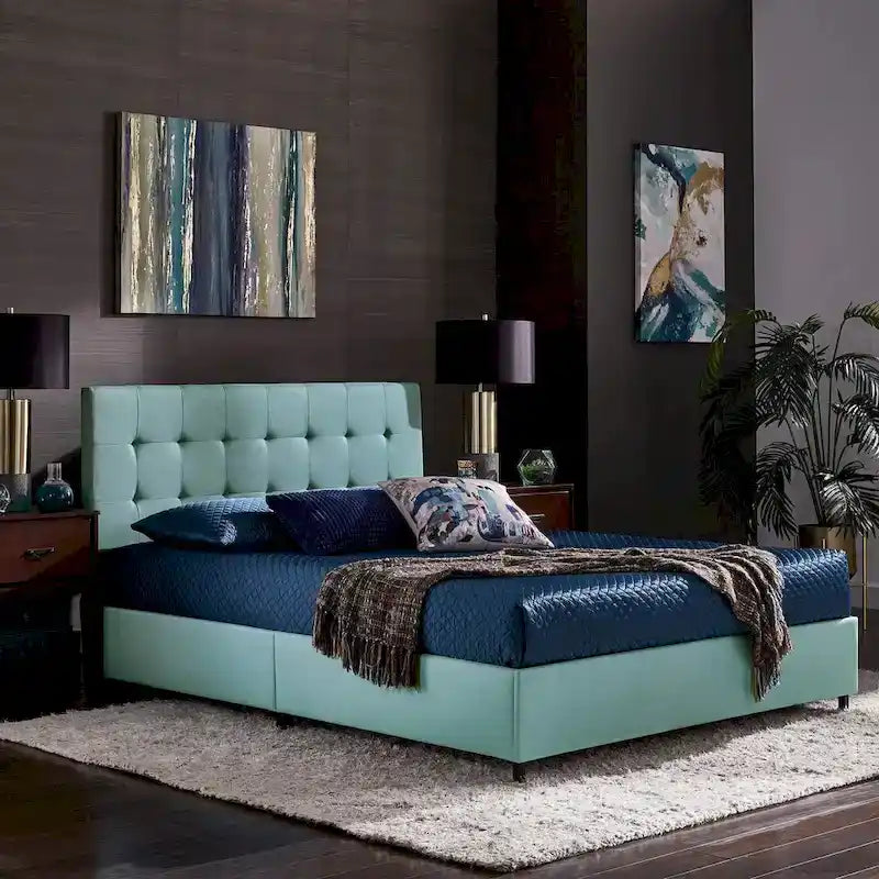 Myla Linen Tufted Queen Platform Bed by 