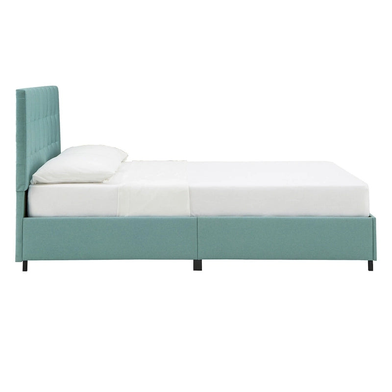Lit plateforme capitonné Myla en lin, Queen, par