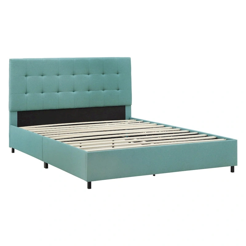 Lit plateforme capitonné Myla en lin, Queen, par