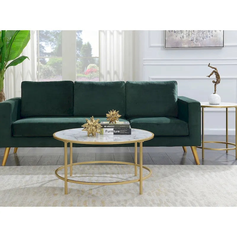 Gold Coast Faux Marble Round Coffee Table