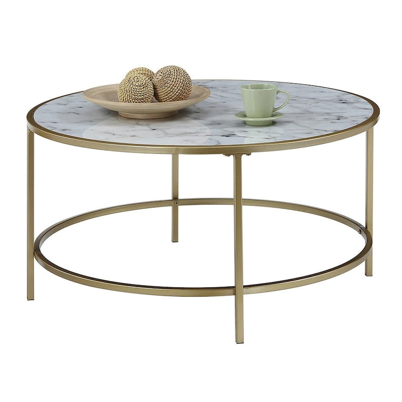Table basse ronde effet marbre Gold Coast