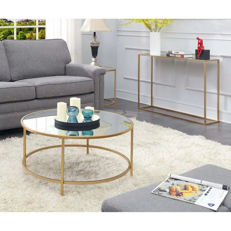 Table basse ronde effet marbre Gold Coast