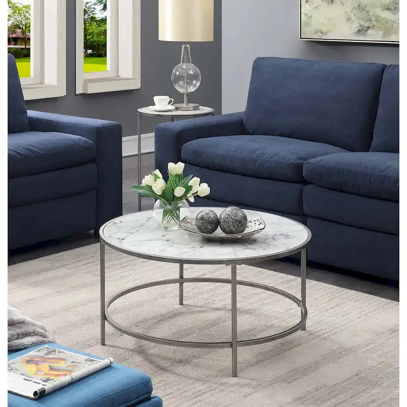 Table basse ronde effet marbre Gold Coast
