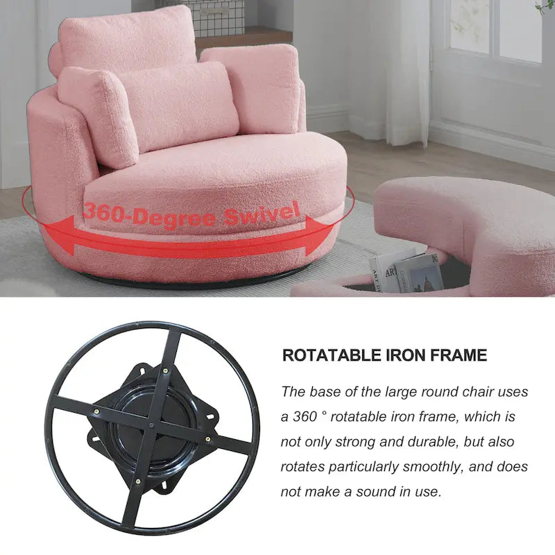 Fauteuil pivotant lune 39W avec pouf de rangement pour salon - 51 x 39 x 30.5