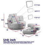 Fauteuil pivotant lune 39W avec pouf de rangement pour salon - 51 x 39 x 30.5