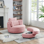 Fauteuil pivotant lune 39W avec pouf de rangement pour salon - 51 x 39 x 30.5