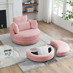 Fauteuil pivotant lune 39W avec pouf de rangement pour salon - 51 x 39 x 30.5