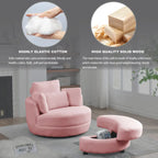 Fauteuil pivotant lune 39W avec pouf de rangement pour salon - 51 x 39 x 30.5