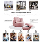 Fauteuil pivotant lune 39W avec pouf de rangement pour salon - 51 x 39 x 30.5