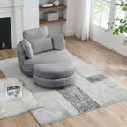 Fauteuil pivotant lune 39W avec pouf de rangement pour salon - 51 x 39 x 30.5