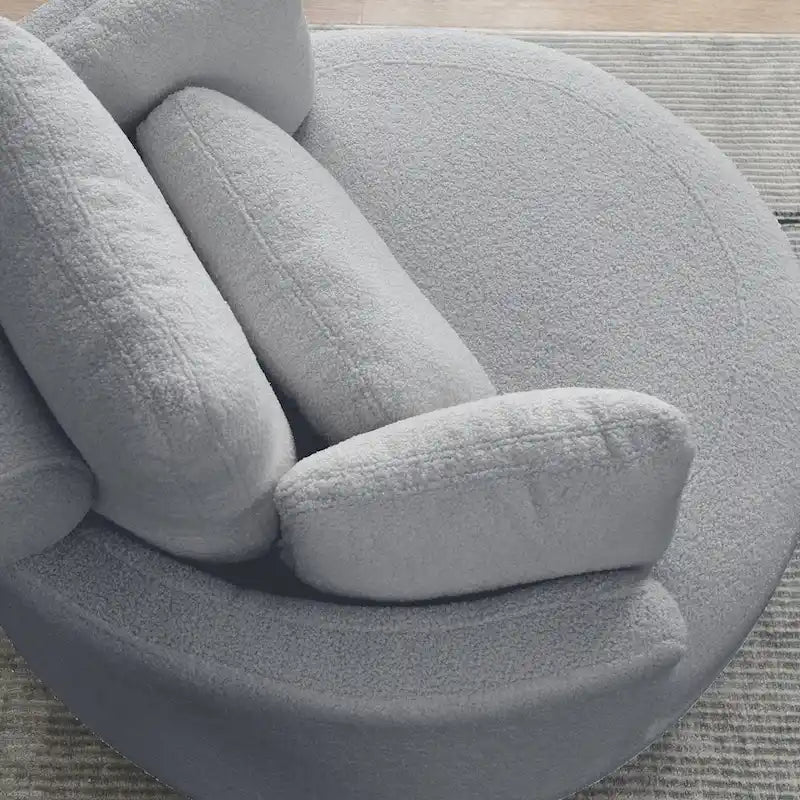 Fauteuil pivotant lune 39W avec pouf de rangement pour salon - 51 x 39 x 30.5