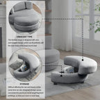 Fauteuil pivotant lune 39W avec pouf de rangement pour salon - 51 x 39 x 30.5