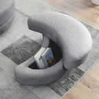 Fauteuil pivotant lune 39W avec pouf de rangement pour salon - 51 x 39 x 30.5
