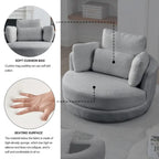 Fauteuil pivotant lune 39W avec pouf de rangement pour salon - 51 x 39 x 30.5