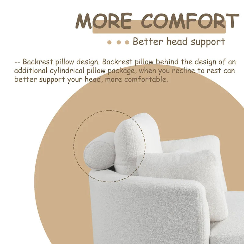 Fauteuil pivotant lune 39W avec pouf de rangement pour salon - 51 x 39 x 30.5