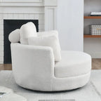 Fauteuil pivotant lune 39W avec pouf de rangement pour salon - 51 x 39 x 30.5