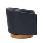 Fauteuil pivotant rond Ingram en similicuir avec base en bois par