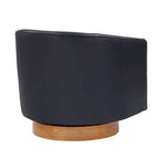 Fauteuil pivotant rond Ingram en similicuir avec base en bois par