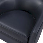 Fauteuil pivotant rond Ingram en similicuir avec base en bois par