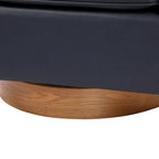 Fauteuil pivotant rond Ingram en similicuir avec base en bois par