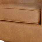 Fauteuil pivotant rond Ingram en similicuir avec base en bois par