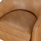 Fauteuil pivotant rond Ingram en similicuir avec base en bois par