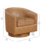 Fauteuil pivotant rond Ingram en similicuir avec base en bois par