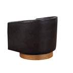 Fauteuil pivotant rond Ingram en similicuir avec base en bois par