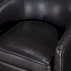 Fauteuil pivotant rond Ingram en similicuir avec base en bois par