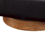 Fauteuil pivotant rond Ingram en similicuir avec base en bois par