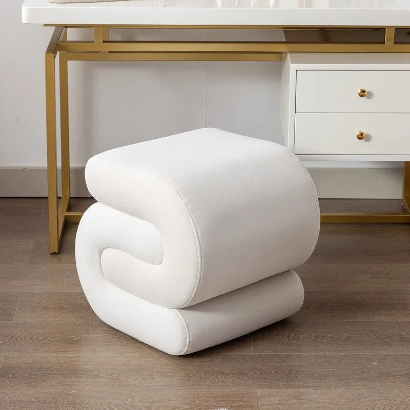 Tabouret de Maquillage Repose-pieds en Velours en Forme de S