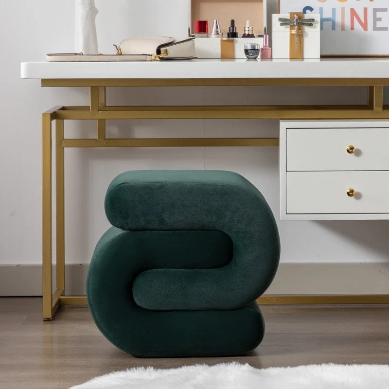 Tabouret de Maquillage Repose-pieds en Velours en Forme de S