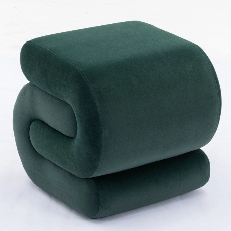Tabouret de Maquillage Repose-pieds en Velours en Forme de S