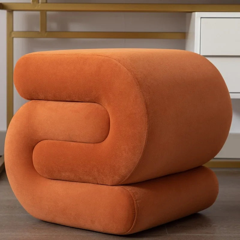 Tabouret de Maquillage Repose-pieds en Velours en Forme de S