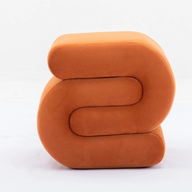 Tabouret de Maquillage Repose-pieds en Velours en Forme de S