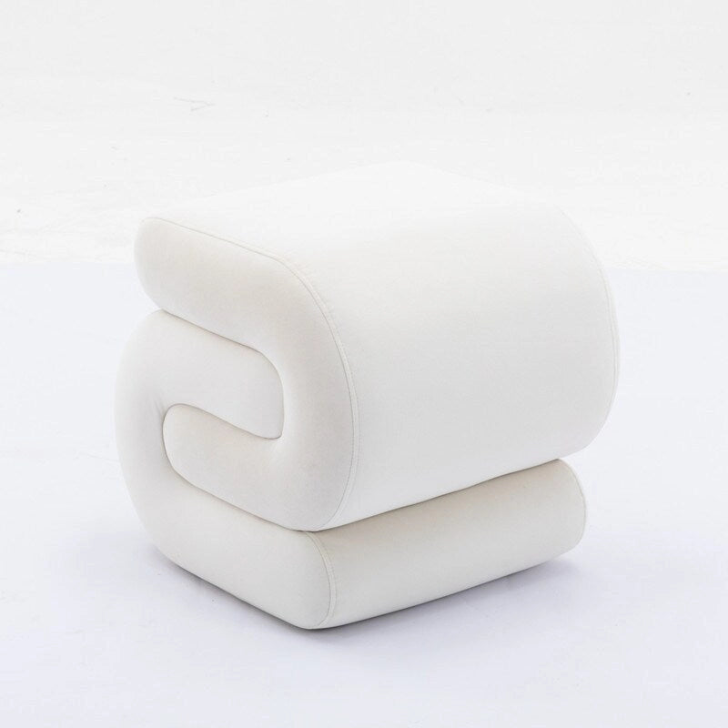 Tabouret de Maquillage Repose-pieds en Velours en Forme de S
