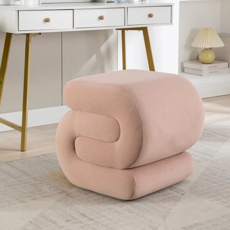 Tabouret de Maquillage Repose-pieds en Velours en Forme de S