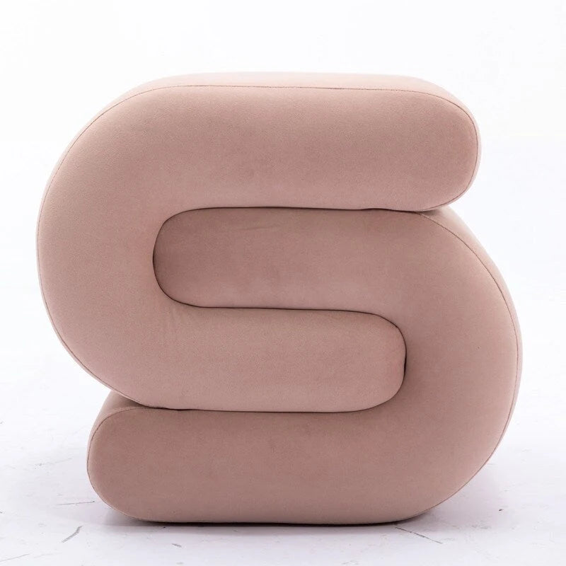 Tabouret de Maquillage Repose-pieds en Velours en Forme de S