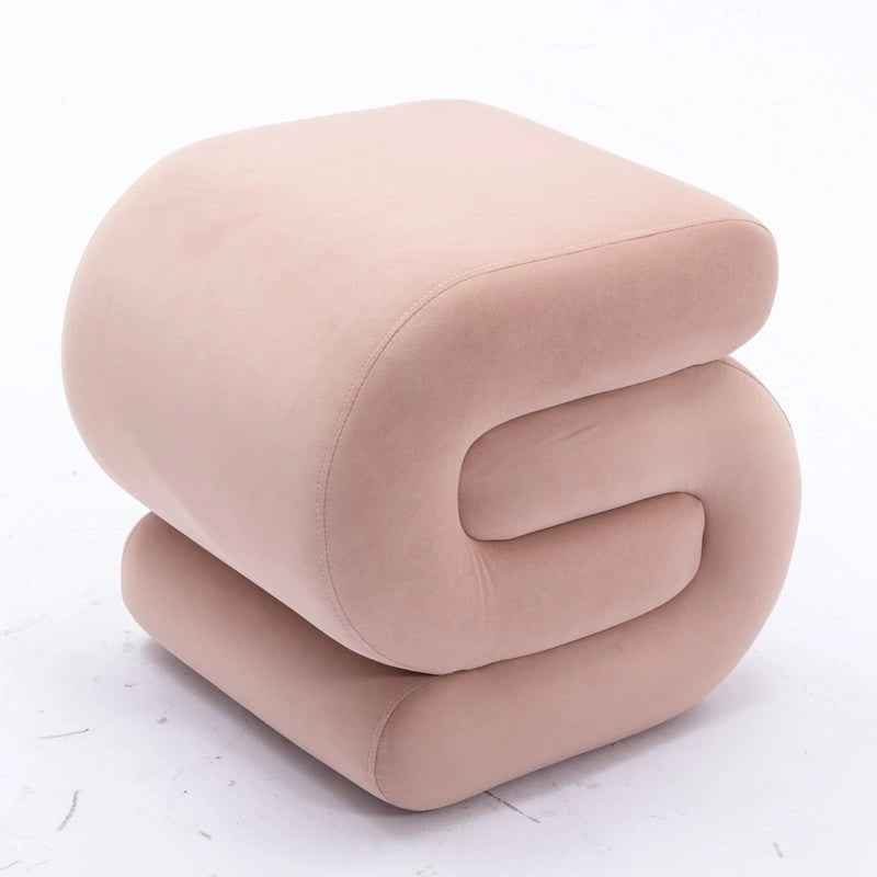 Tabouret de Maquillage Repose-pieds en Velours en Forme de S