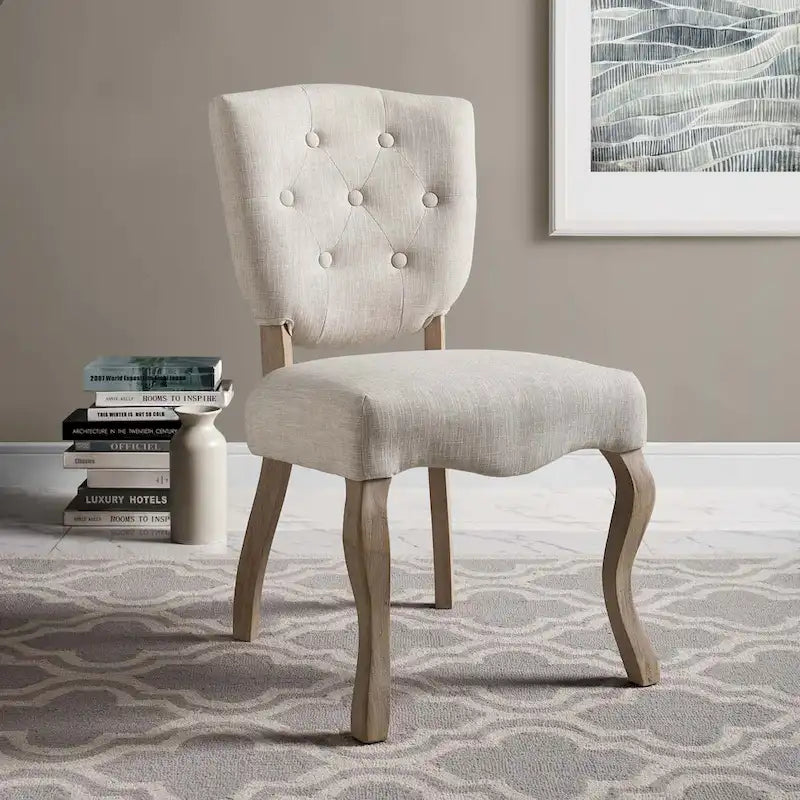 Chaise de salle à manger latérale tapissée vintage française Array