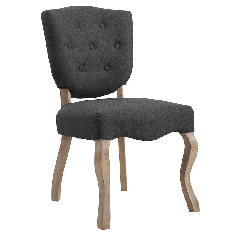 Chaise de salle à manger latérale tapissée vintage française Array