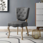 Chaise de salle à manger latérale tapissée vintage française Array
