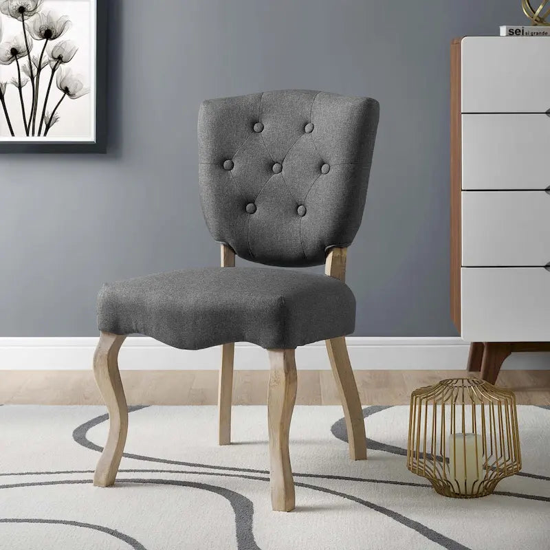 Chaise de salle à manger latérale tapissée vintage française Array